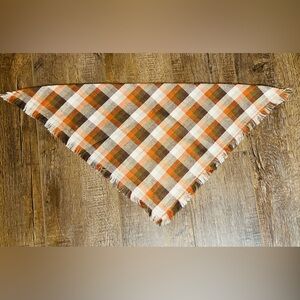 🐶 Fall Plaid Dog Bandana – Triangle Fringe Scarf – 23”